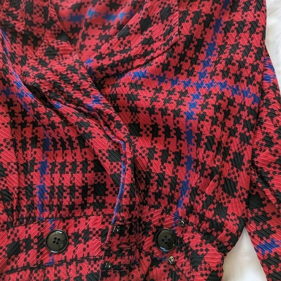 Vintage Julie Francis 100% SILK 1980s Herringbone Print Midi Workwear Dress 4 - Picture 14 of 15